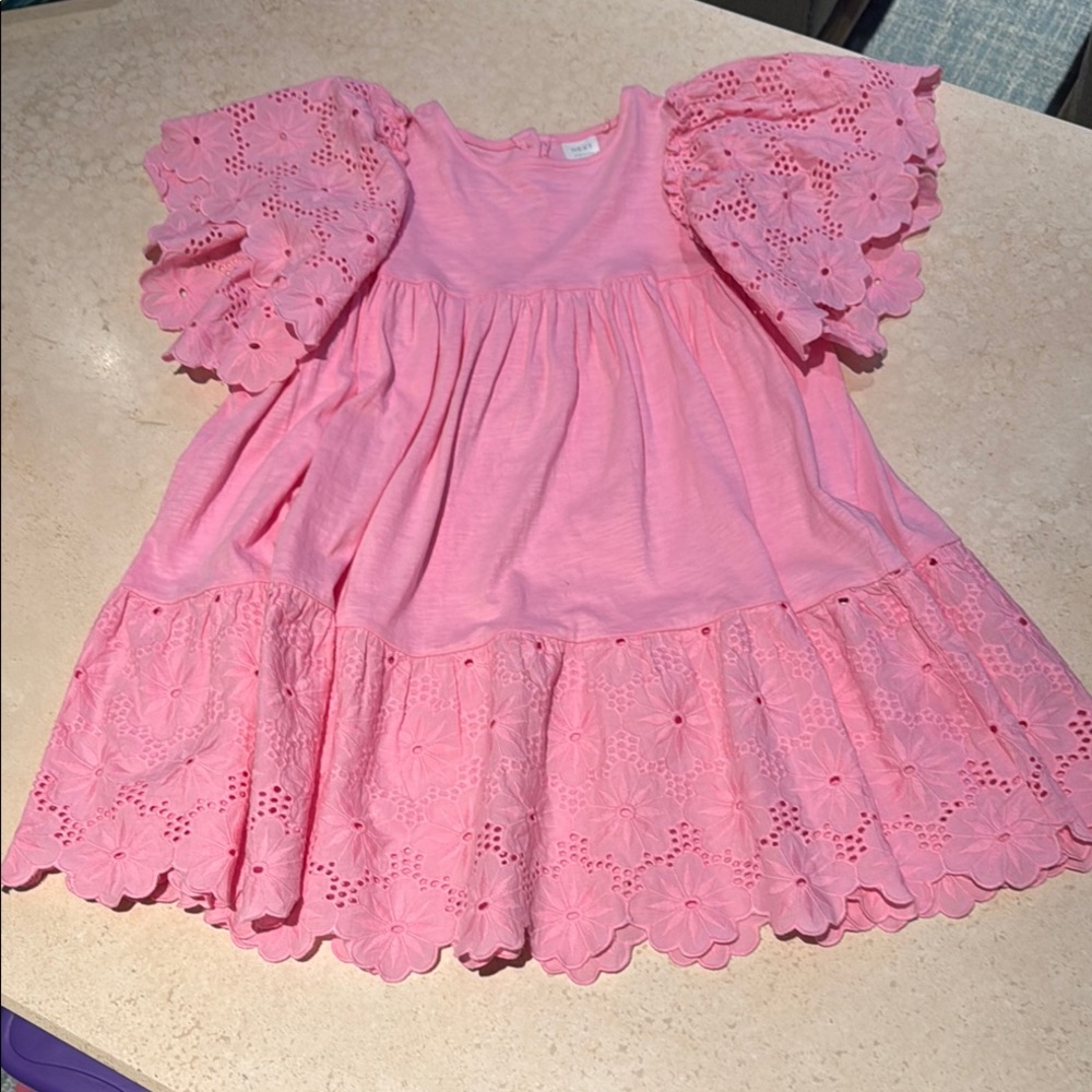Like New Next Pink Tiered Puff Sleeve Girls Sundress